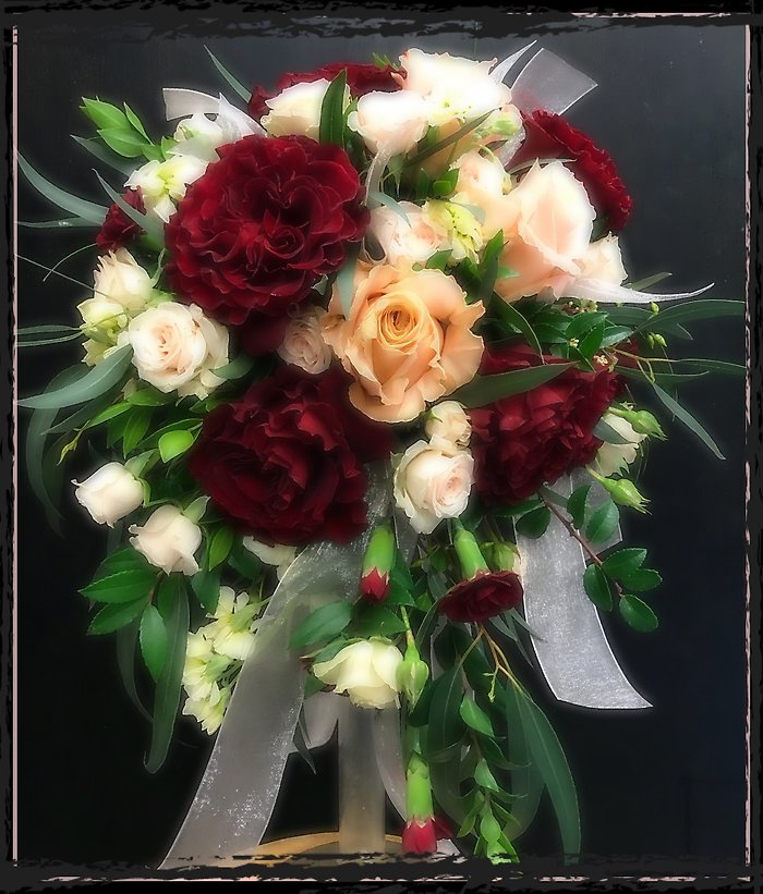 Red, Peach & Cream Bridal Bouquet
