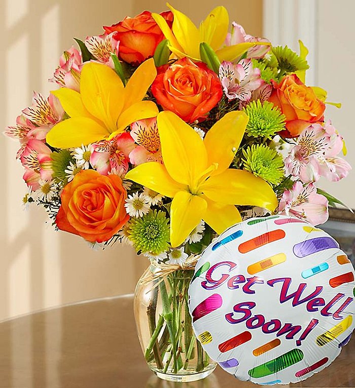 Garden Delight for Get Well with Mylar Balloon