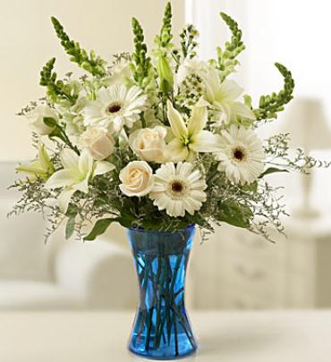 Blue and White Sympathy Vase Arrangement