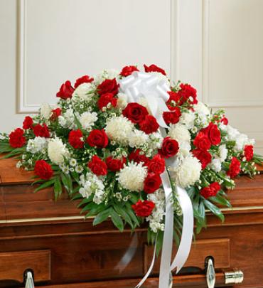 Red and White Half Casket Cover