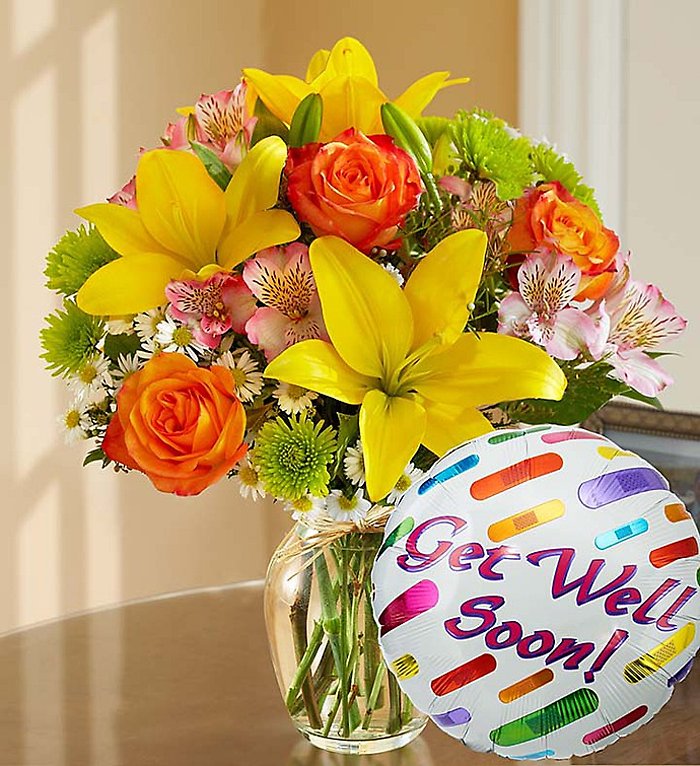 Garden Delight for Get Well with Mylar Balloon