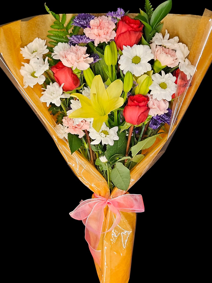 Wrapped Flower Bouquet with Roses