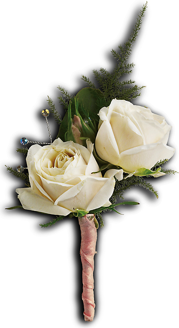 Double White Spray Rose Boutonniere