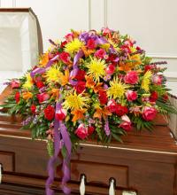 Bright Mixed Flower Half Casket Cover