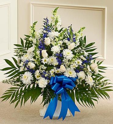 Blue & White Sympathy Arrangement