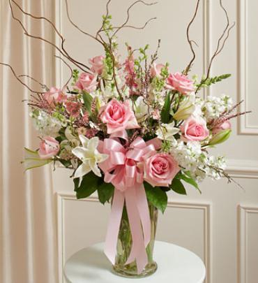 Pink and White Large Sympathy Vase Arrangement