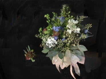Wild Flower & Sedum Wedding Bouquet & Boutonniere