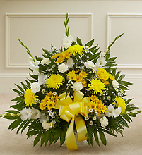 Yellow and White Sympathy Arrangement