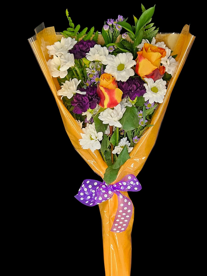 Wrapped Flower Bouquet with Roses