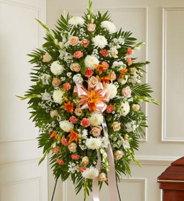 Peach, Orange and White Sympathy Standing Spray