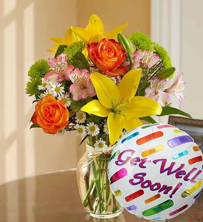 Garden Delight for Get Well with Mylar Balloon