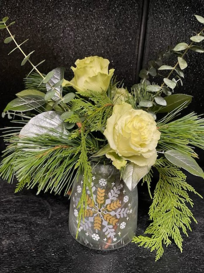 Frosted Snowflakes Rose Bouquet