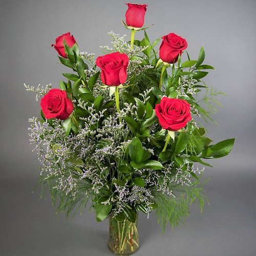 6 Red Roses Arranged