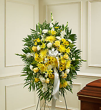 Yellow and White Sympathy Standing Spray