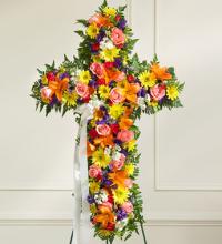 Multicolor Bright Mixed Flower Cross