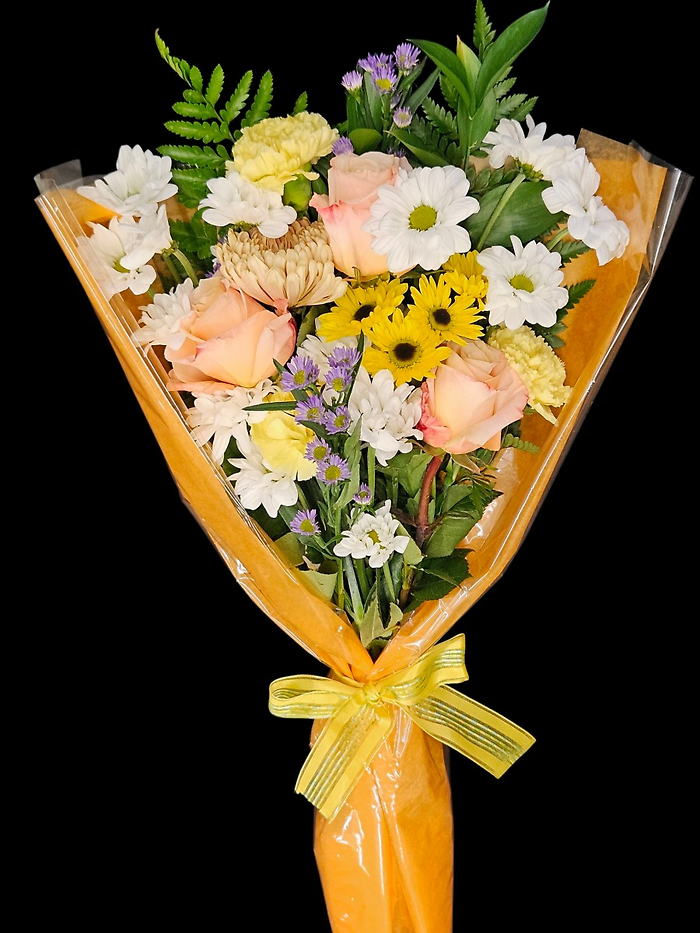 Wrapped Flower Bouquet with Roses