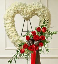 Red and White Open Heart with Red Roses