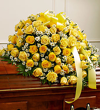 Yellow and White Rose Half Casket Cover