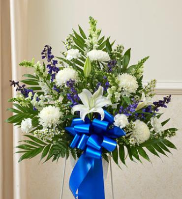 Blue and White Sympathy Standing Basket