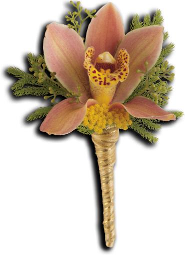 Sunset Orchid Boutonniere