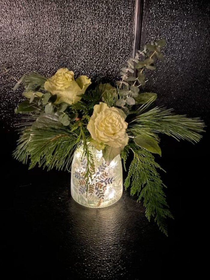 Frosted Snowflakes Rose Bouquet