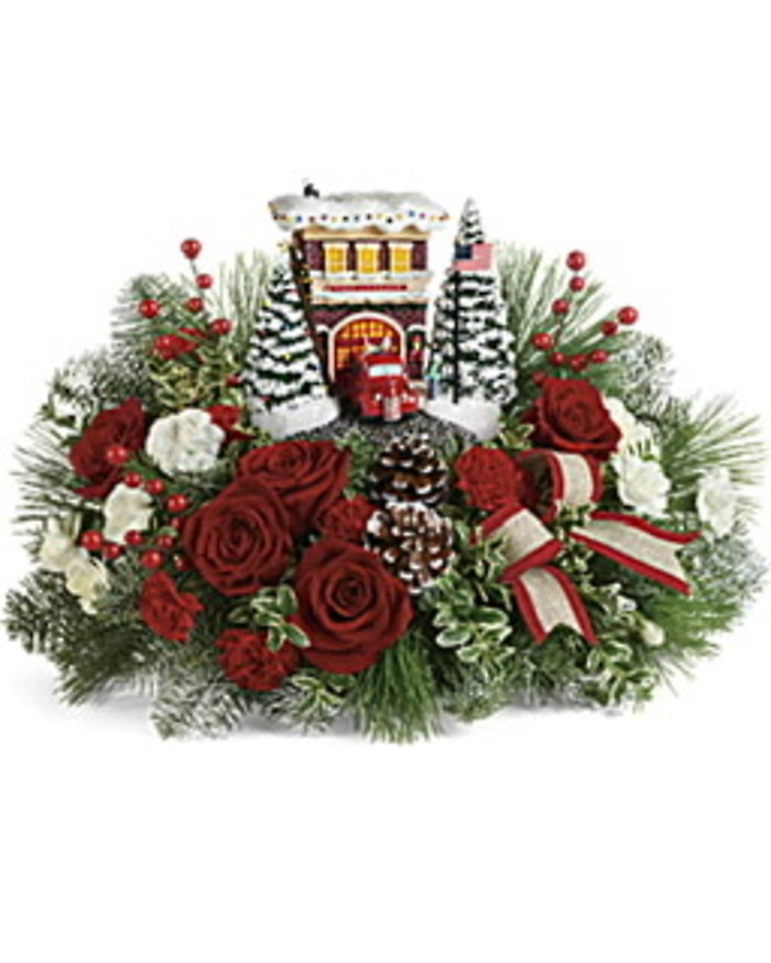 Teleflora\'s Thomas Kinkade\'s Festive Fire Station